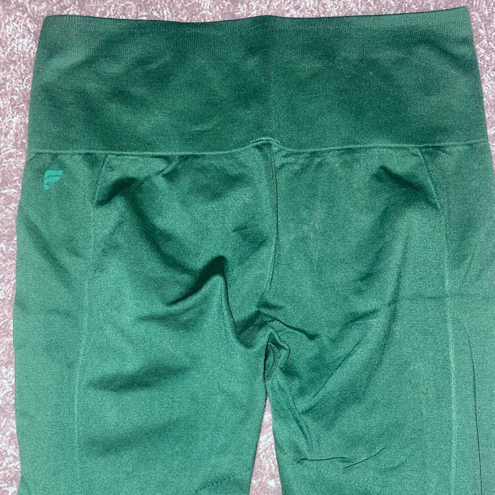 Fabletics Forest Green 7/8 Leggings with Mesh Detailing